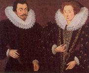 Hieronimo Custodis Sir John Harington and his wfie, Mary Rogers, Lady Harington oil painting